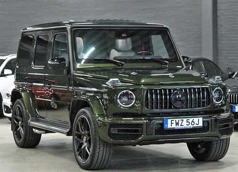 Mörkgrön metallic Mercedes Benz AMG G63 stulen söder om Vellinge